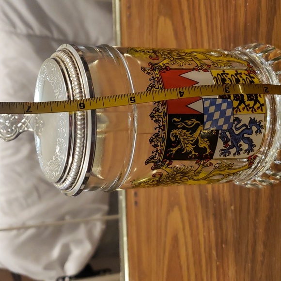 German Beer Stein Glass Pewter Lid - Picture 10 of 10